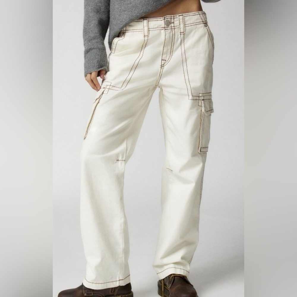 True Religion NWT Military Cargo Big T in Winter White cargo pants
